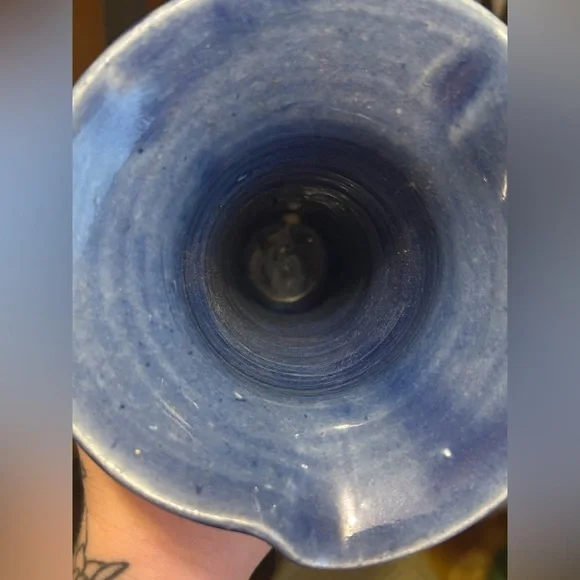 Modern Rustic Studio Pottery Vase Cobalt Blue Signed Artisan Decor Vintage Home - Picture 12 of 14